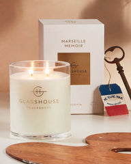 Glasshouse Fragrances Marseille Memoir 380g scented candle lifestyle image