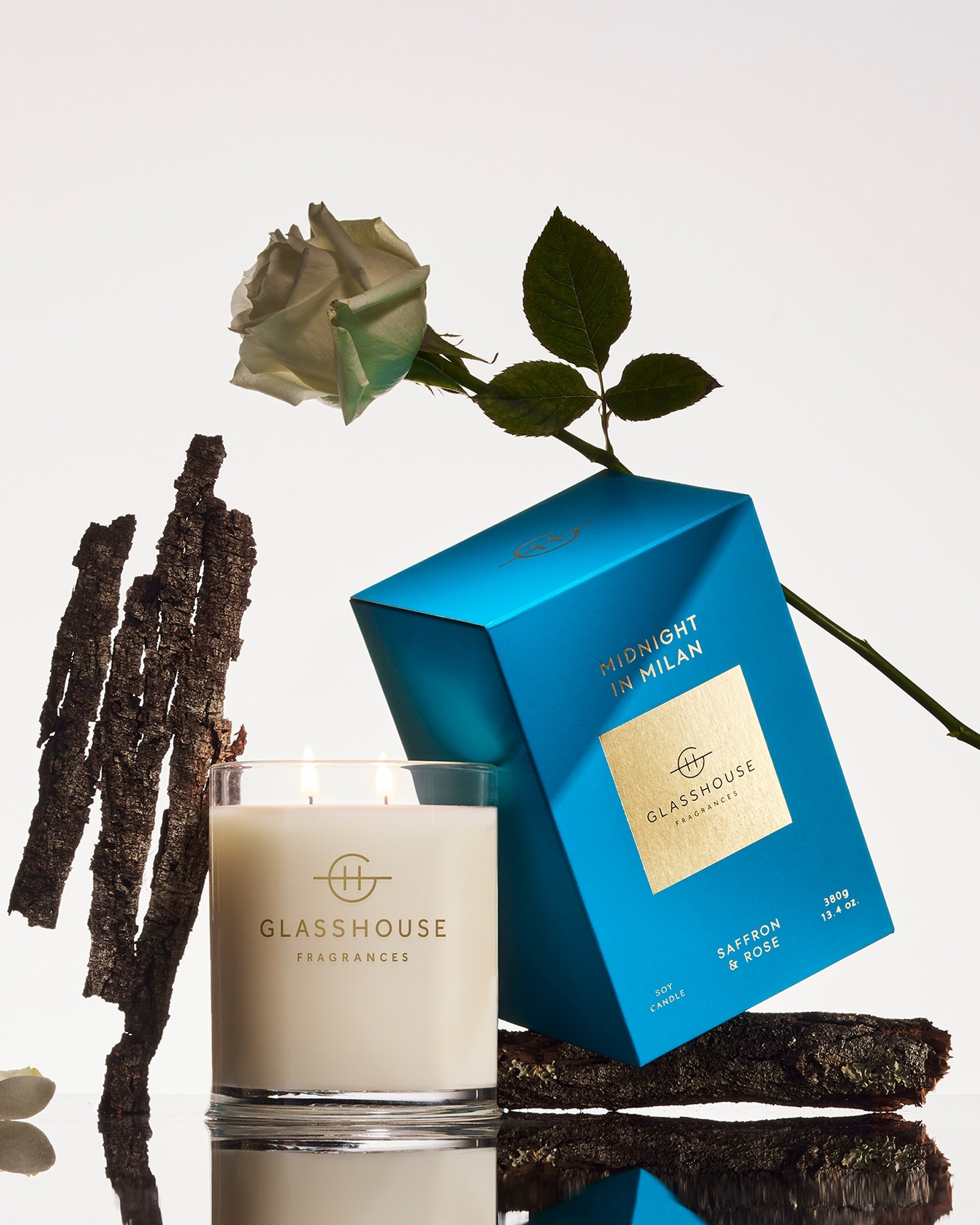 Glasshouse Fragrances Midnight in Milan 380g scented candle lifestyle image