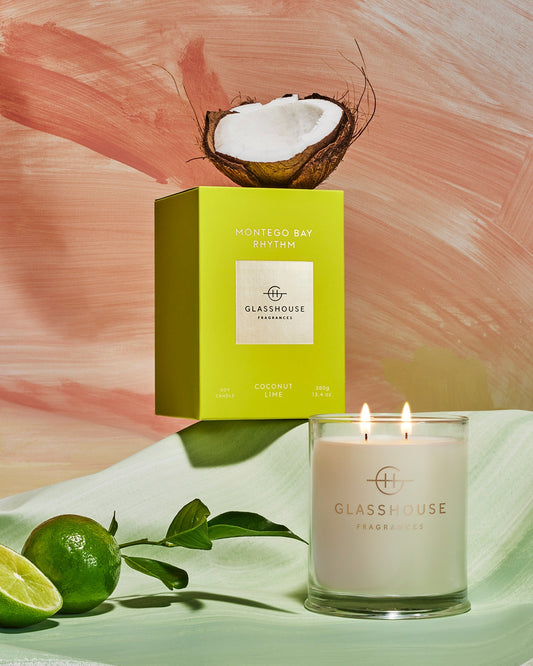 Glasshouse Fragrances Montego Bay Rhythm 380g scented candle lifestyle image