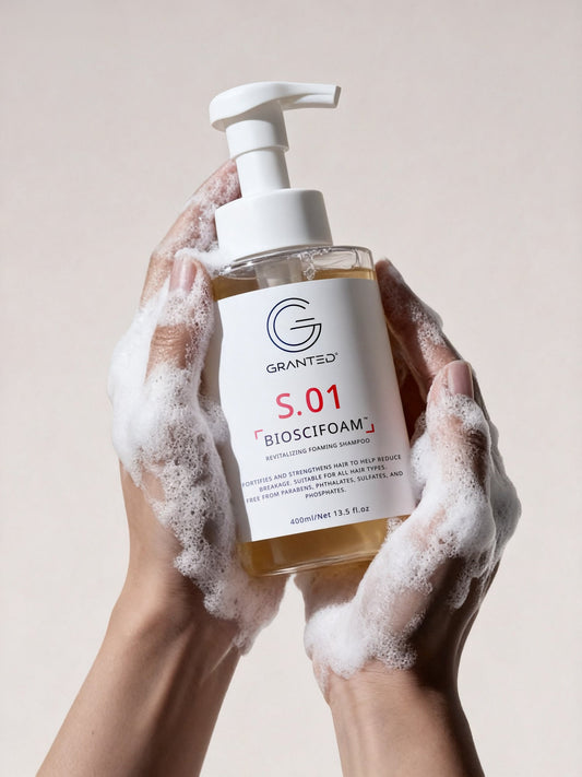 GRANTED S.01 Revitalising Foaming Shampoo 400mL with cleansing foam