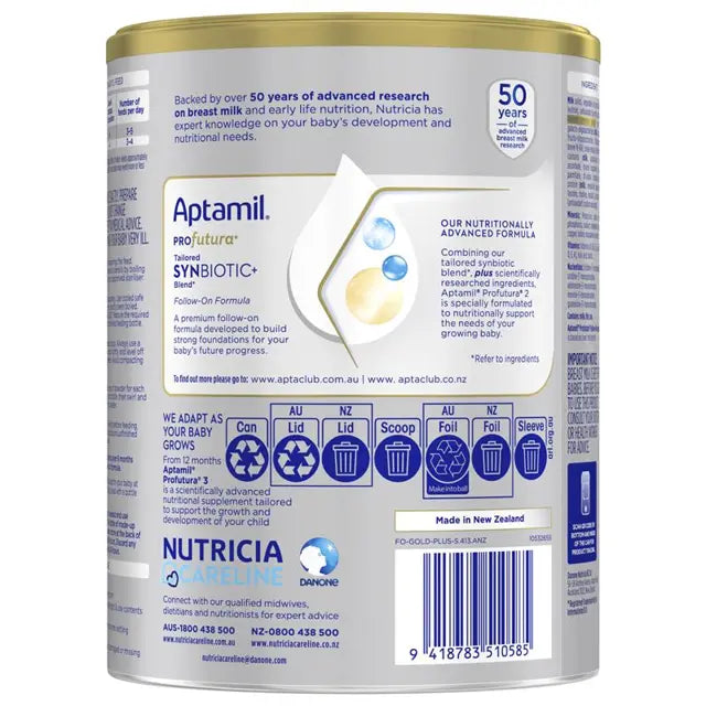 Aptamil Profutura Synbiotic+ Stage 2 Follow-On Formula 800g back packaging