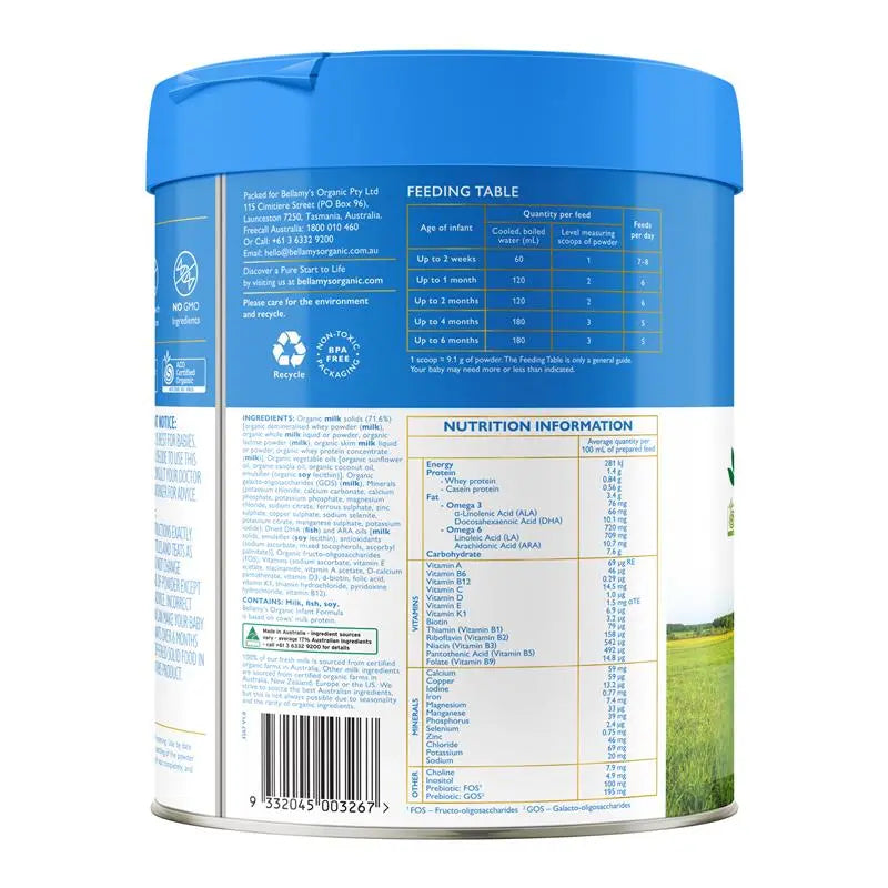 Bellamy's Organic Infant Formula Step 1 800g