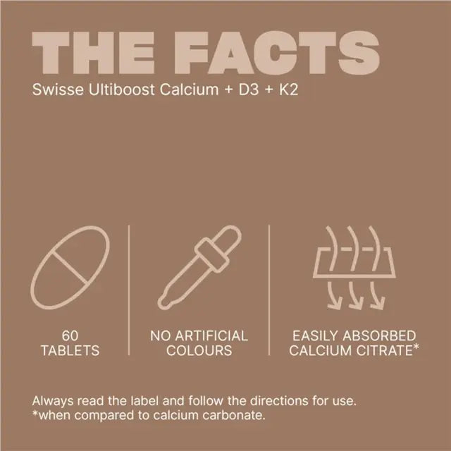 Swisse Ultiboost Calcium + D3 + K2 60 Tablets