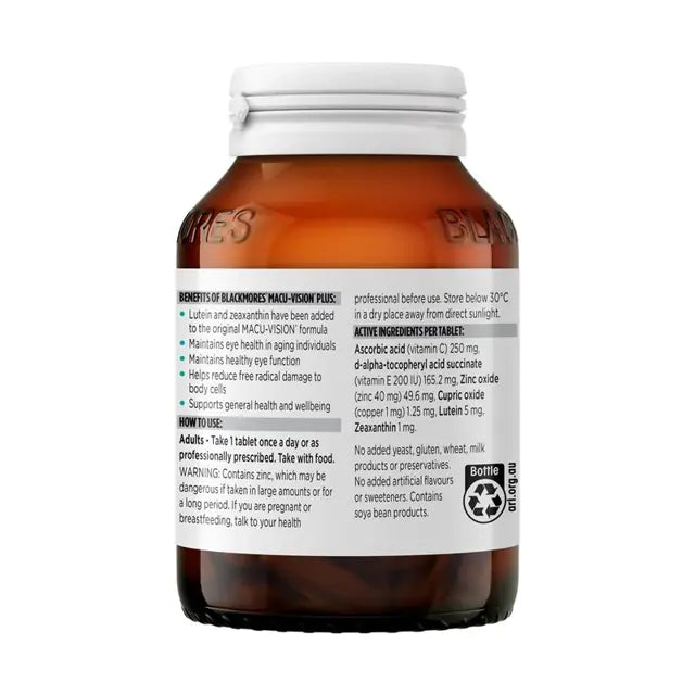 Blackmores Macu-Vision Plus 120 Tablets Supplement Facts