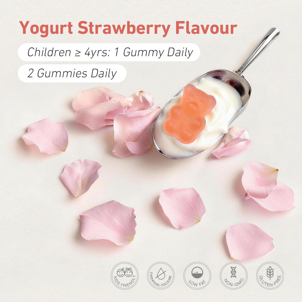 Teddi Lab by Unichi Pre & Probiotics Gummy 60 Gummies Yogurt Strawberry flavour and directions image