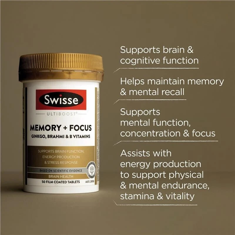 Swisse Ultiboost Memory + Focus 50 Tablets