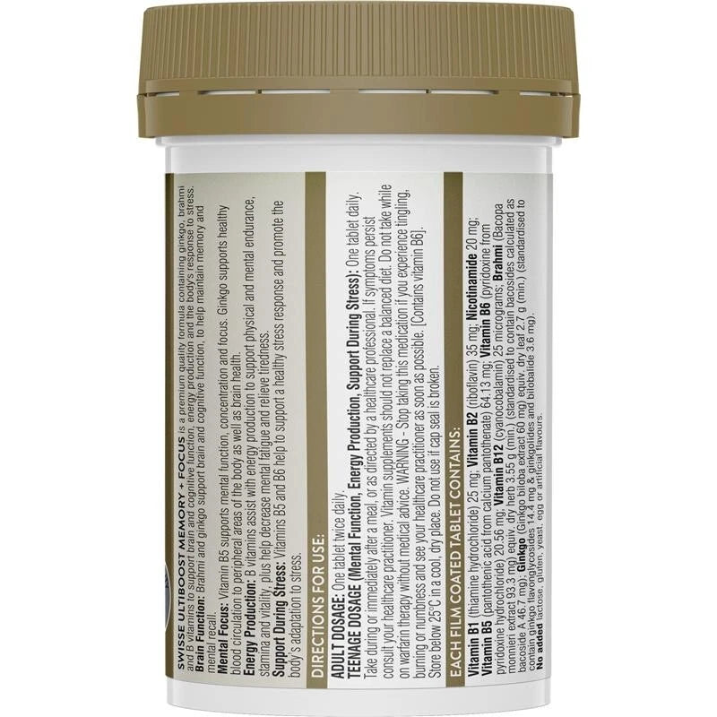 Swisse Ultiboost Memory + Focus 50 Tablets